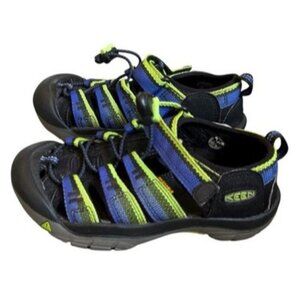 Youth Boys KEEN Size 1 Sandals Shoes Black Blue Green  *T3